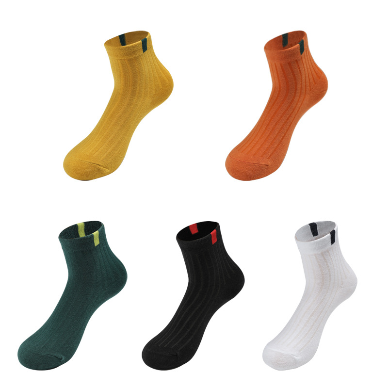 精梳棉女袜盒装中筒袜 运动纯色短袜 跑步棉袜子ins 秋冬休闲