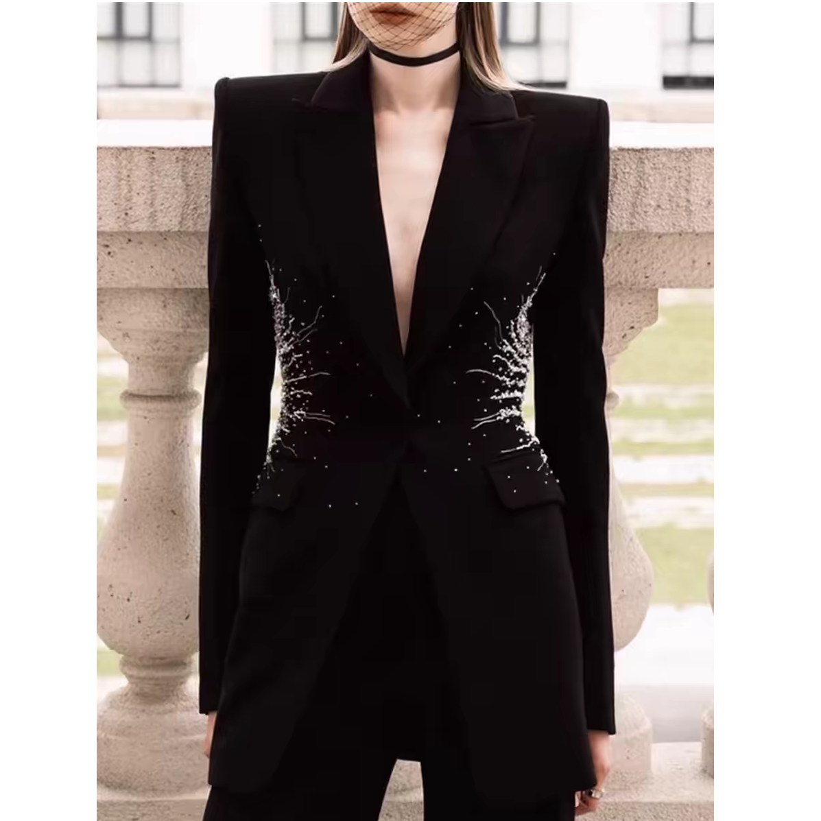 烫钻西装重工轻奢气质外套重工炸街小众设计师显瘦时尚西装外套