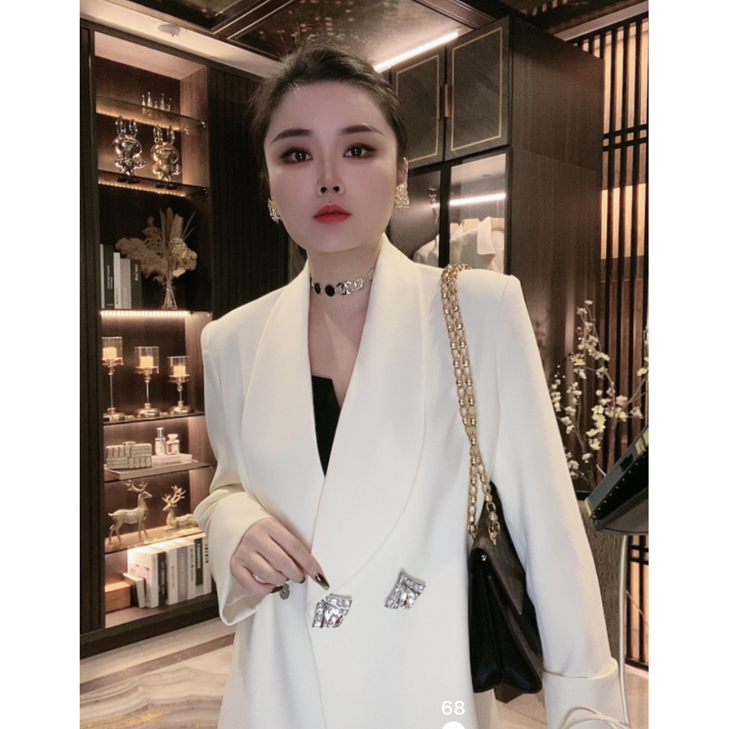 轻奢气质外套重工设计感中长款时尚显瘦炸街小众百搭西装