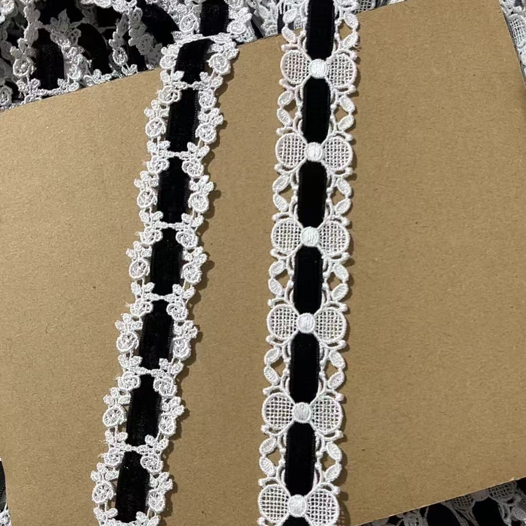 初雨纺织绣花小边黑色抽带窗帘点缀花边侧边装饰边装饰条窗帘装饰