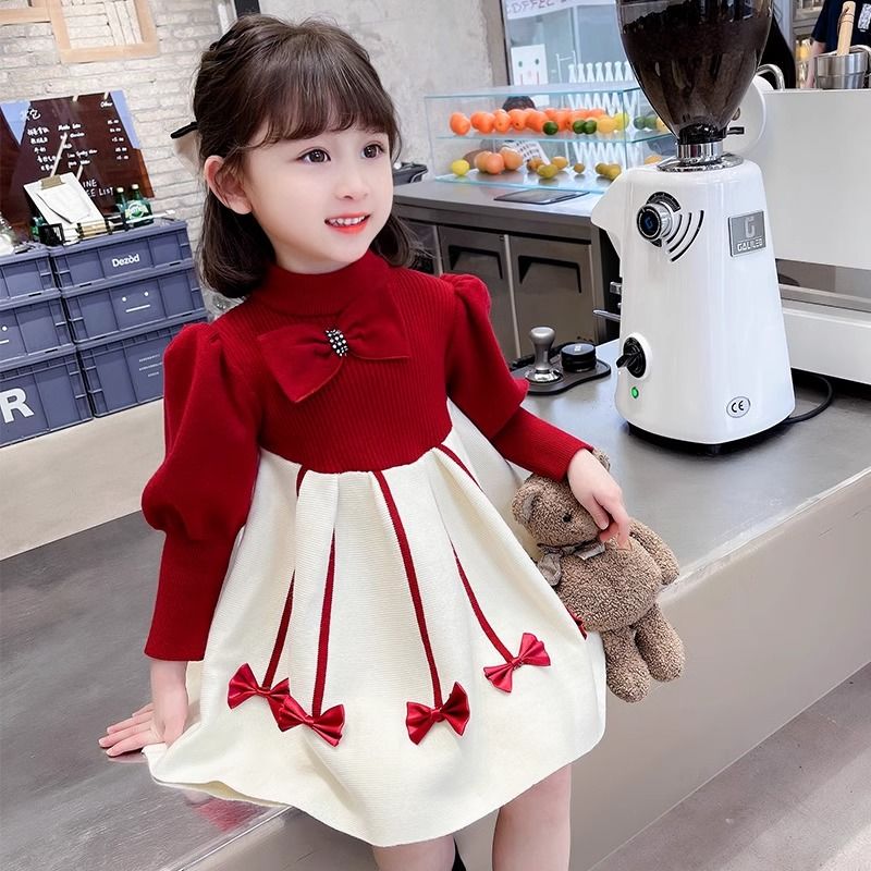 【冬季大促】女童连衣裙秋季2023新款小女孩毛衣裙女针织衫儿童公主