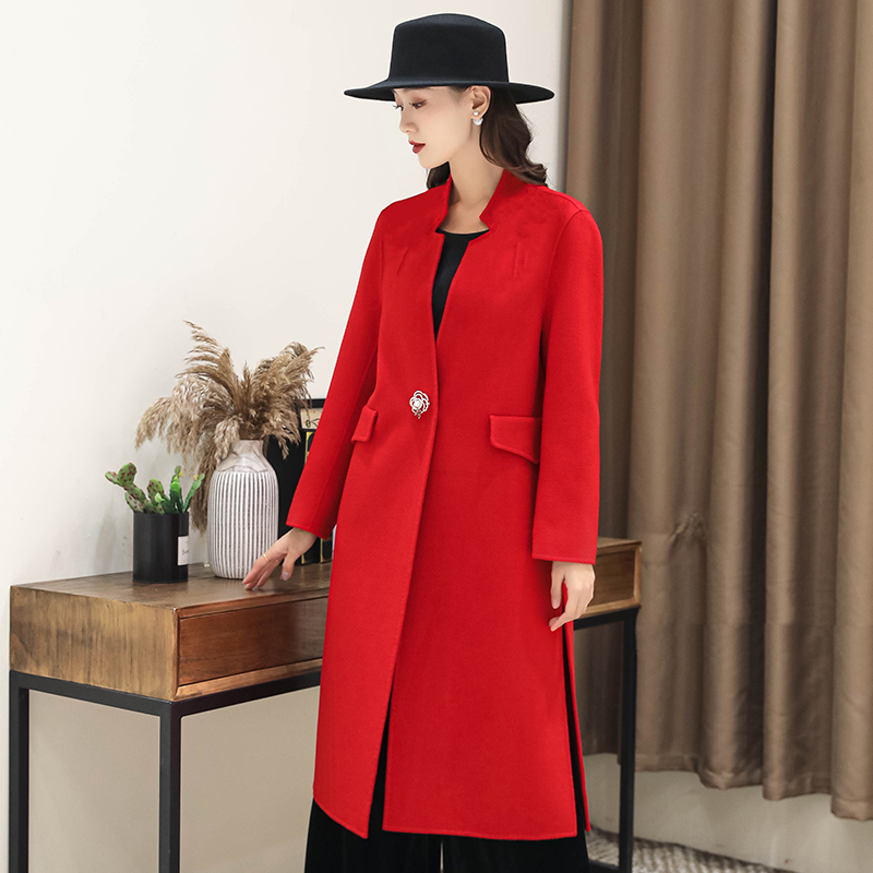 荣澜秋冬季大衣中年妈妈外套大码女装6896