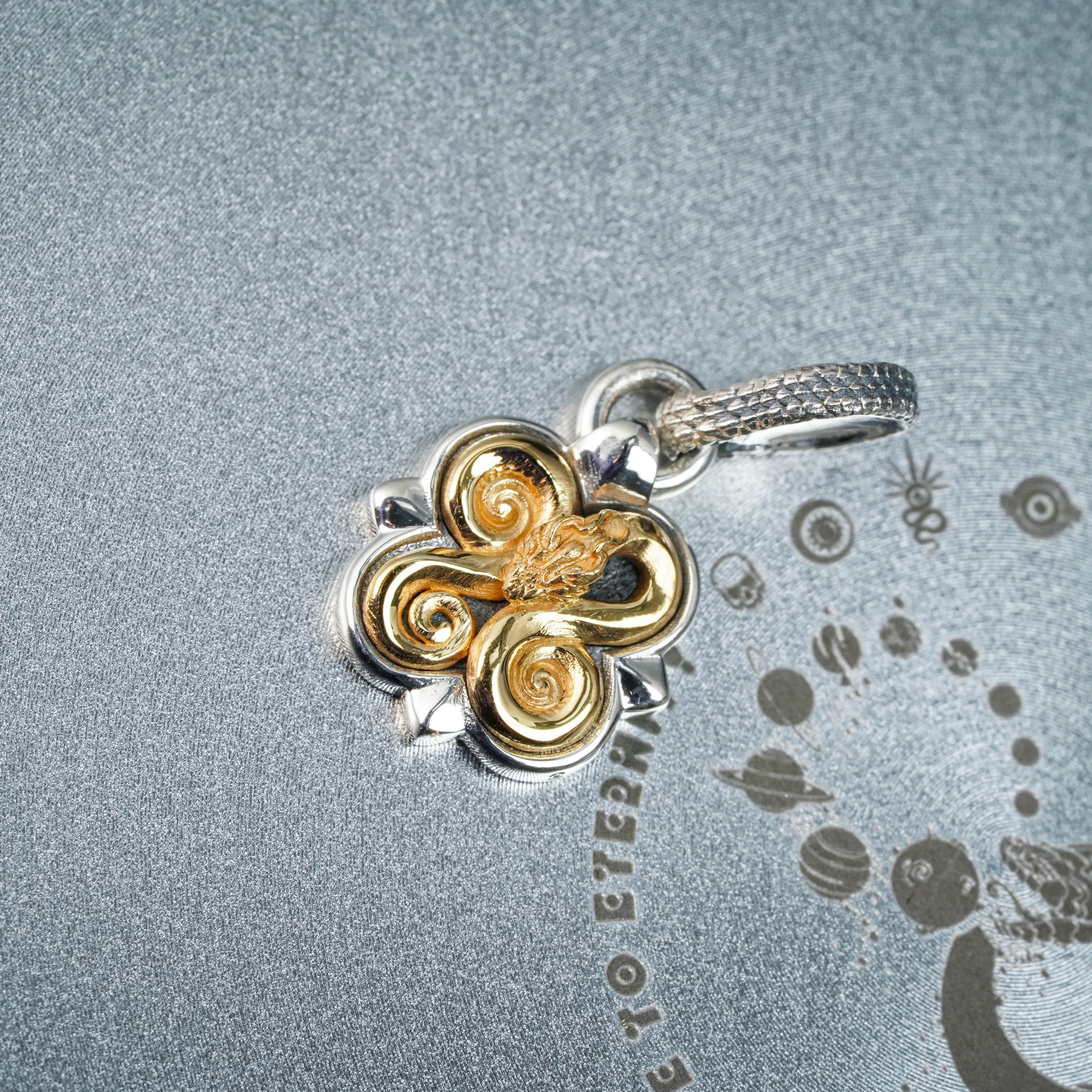 925银银制品 【启承严选】无垠 无尽之环.侧挂-银金版-配饰  WY007