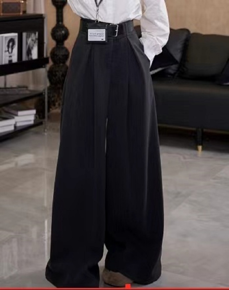 【春款不加绒】春款毛呢捏褶带腰带百搭裤 816