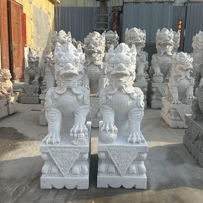 一米麒麟摆件一对家用石雕石头室内店铺公司别墅门前门口看门庭院