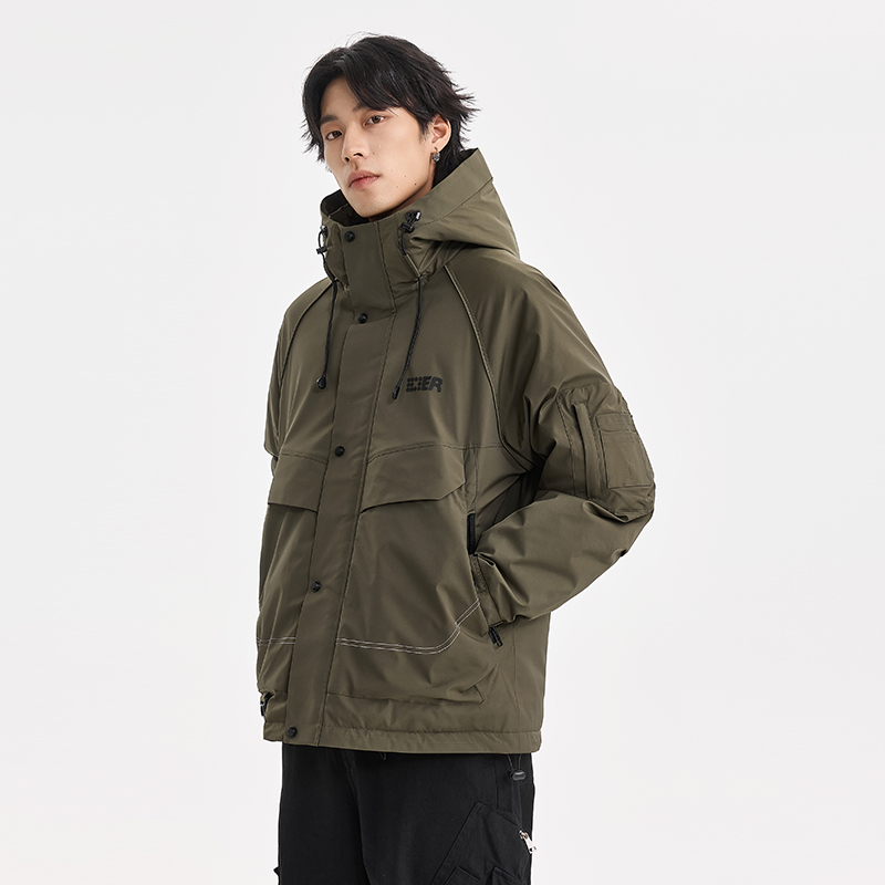 GY7267户外机能工装冲锋衣三防防水防寒服连帽羽绒服男款冬季加厚