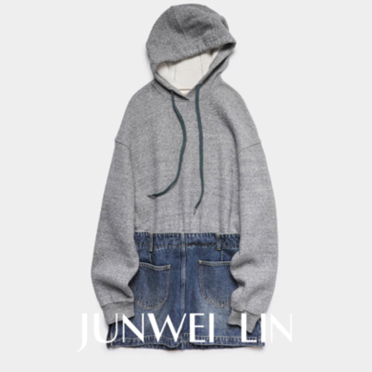 【设计师品牌】JUNWEILIN 卫衣牛仔拼接连衣裙