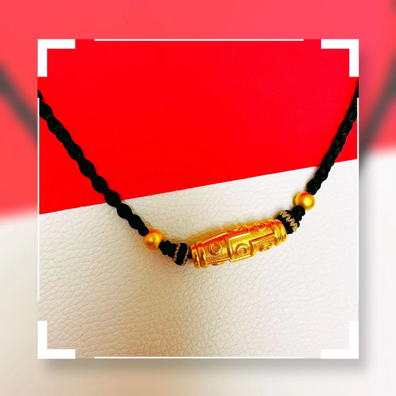 合金吊坠 九眼转运珠吊坠项链男黑绳手工编织精美挂坠本命年挂坠i