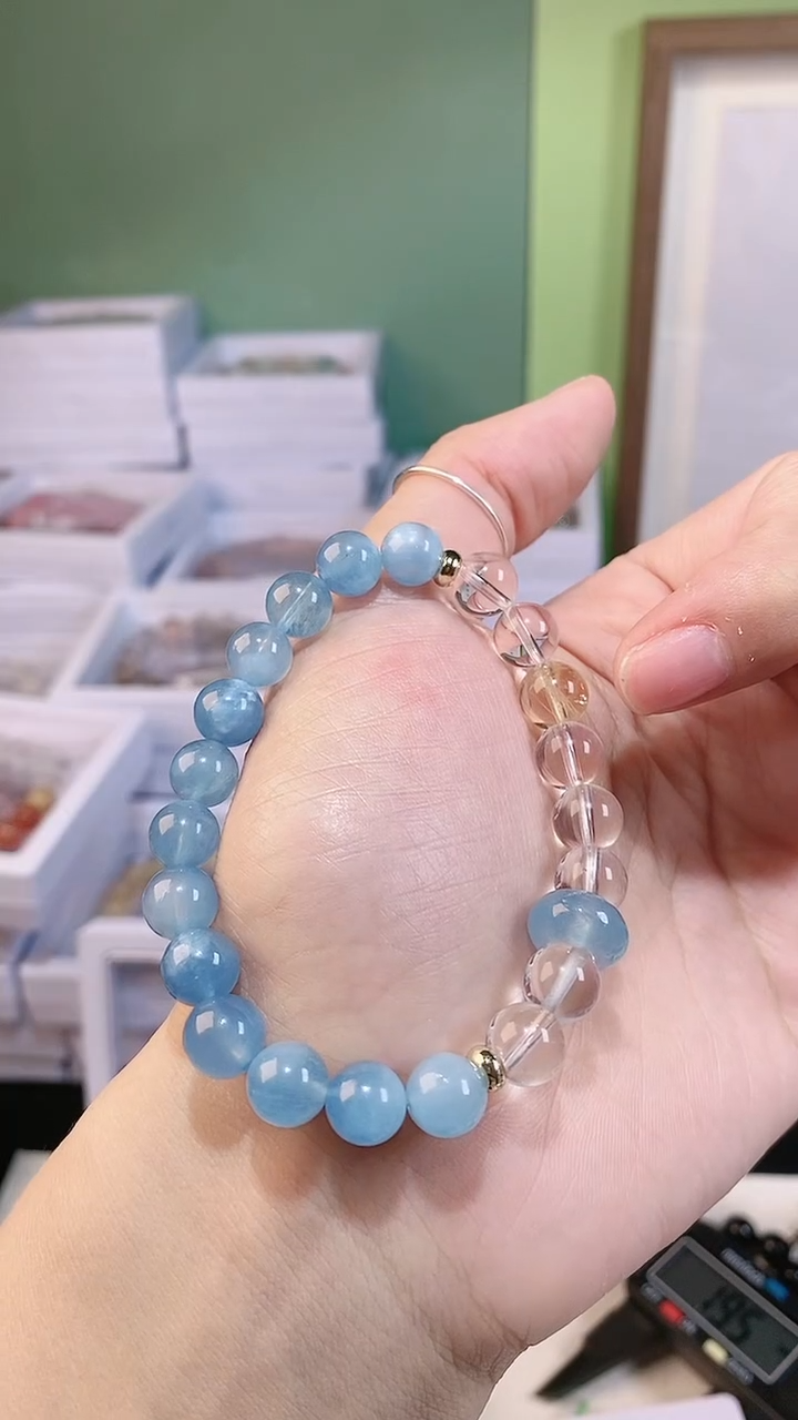 【闪购商品】水晶手链未镶嵌海蓝宝平安扣