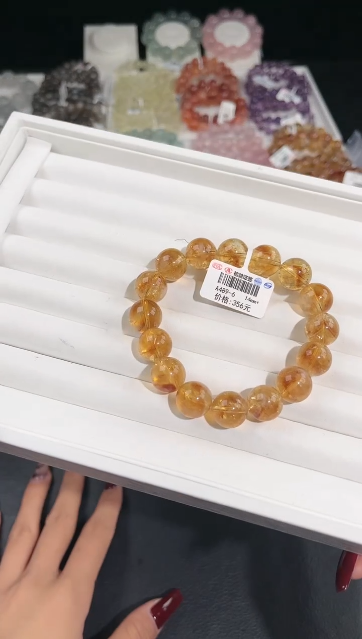 【闪购商品】水晶手链未镶嵌多样性发一黄塔14mm
