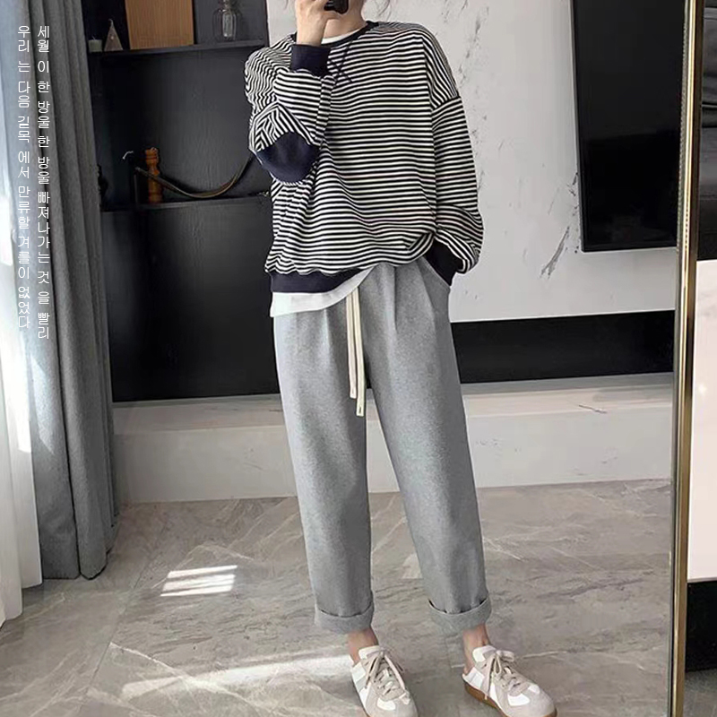 春季老爹裤运动裤子女高腰显瘦萝卜裤2023新款宽松休闲高档哈伦裤