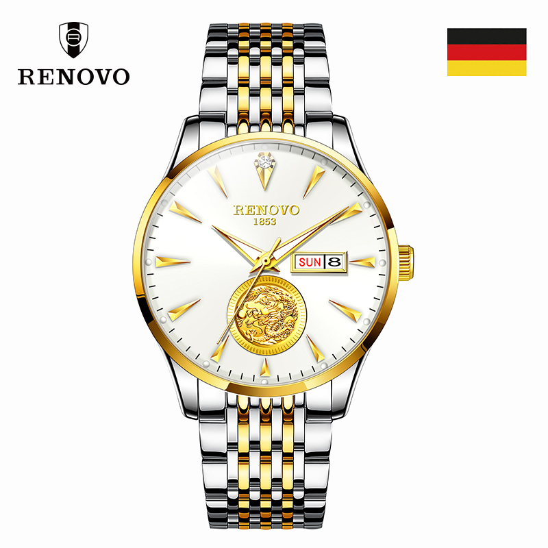【昊哥粉丝福利】德国品牌RENOVO罗诺威真金真钻男士手表-R81006