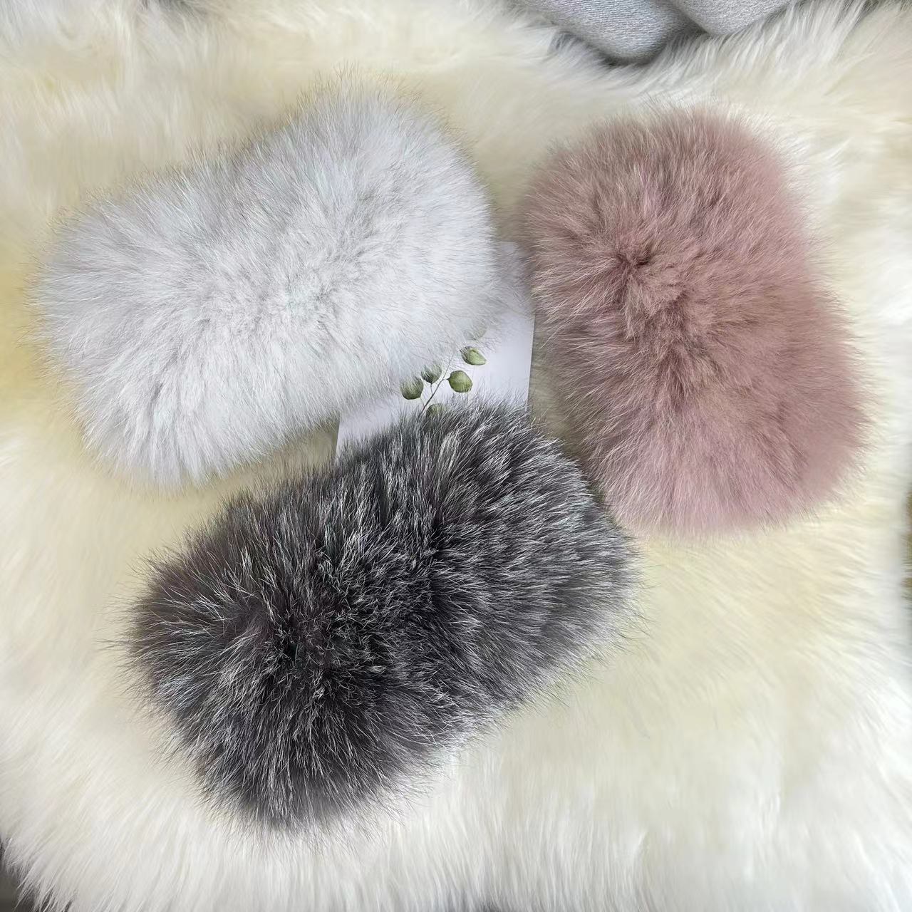 女士秋冬季兔毛脖套真皮草编织加厚保暖围巾百搭发带两用皮草围巾