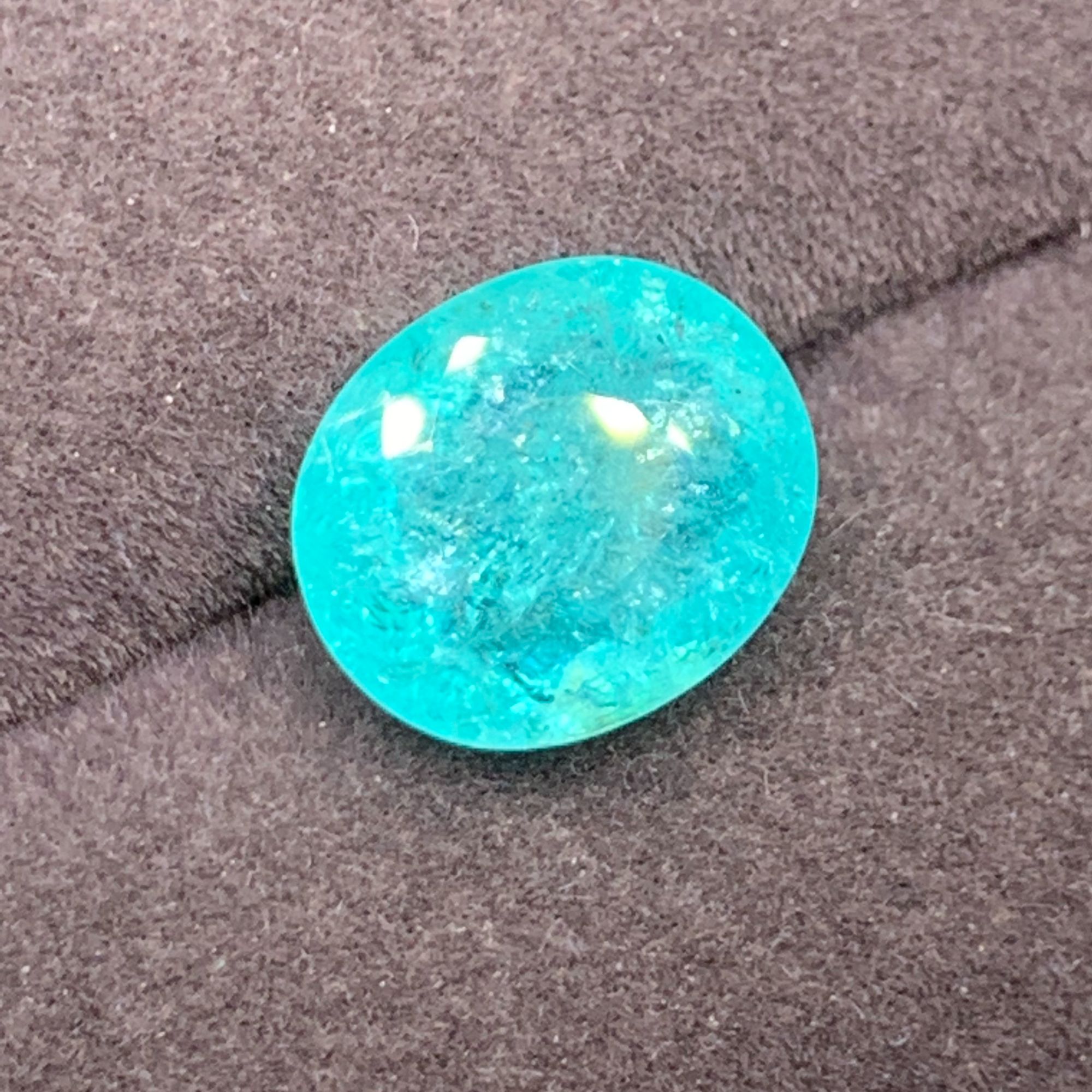 可收藏 大颗粒天然帕拉伊巴碧玺裸石7.27克拉超美霓虹感AIGS证书