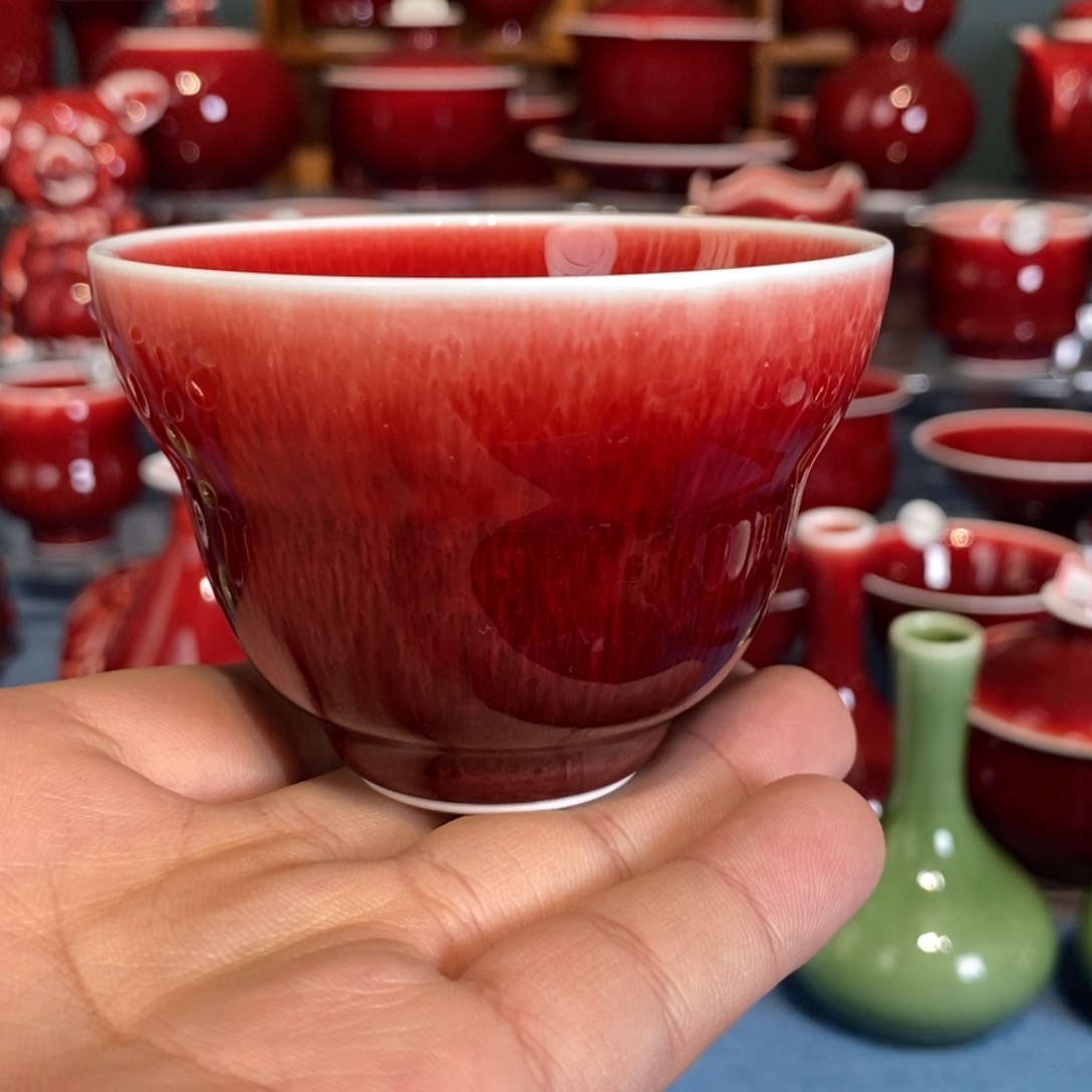 手工原矿郎红，微瑕葫芦杯