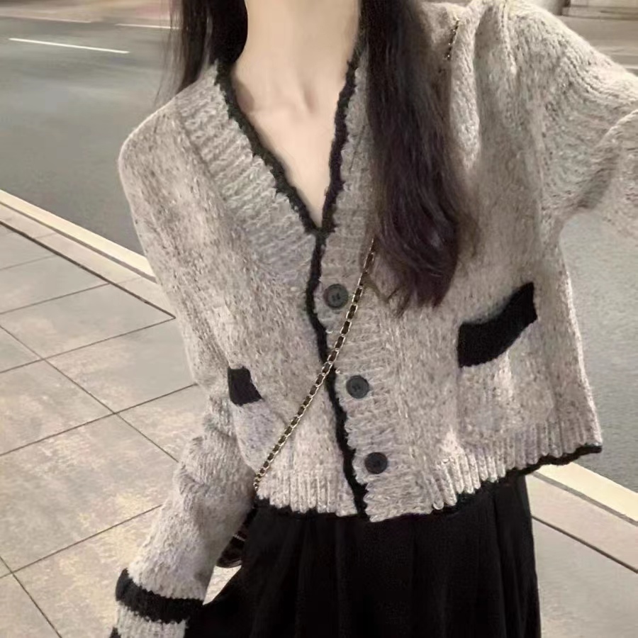 法式小香风短款开衫毛衣女春秋新款氛围感针织衫外套上衣女秋冬