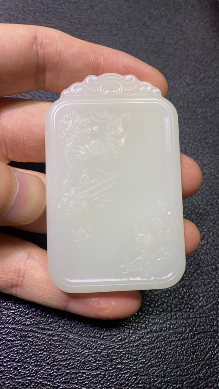 精品和田玉山水牌