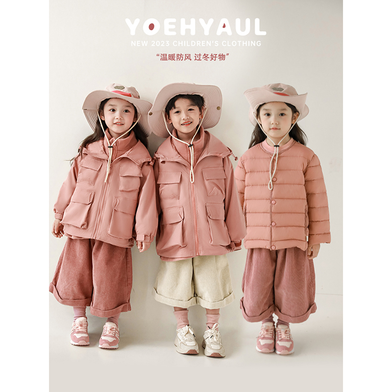 幼悠儿童秋冬季防风百搭洋气女童温暖时尚简约保暖加厚外套 N4039