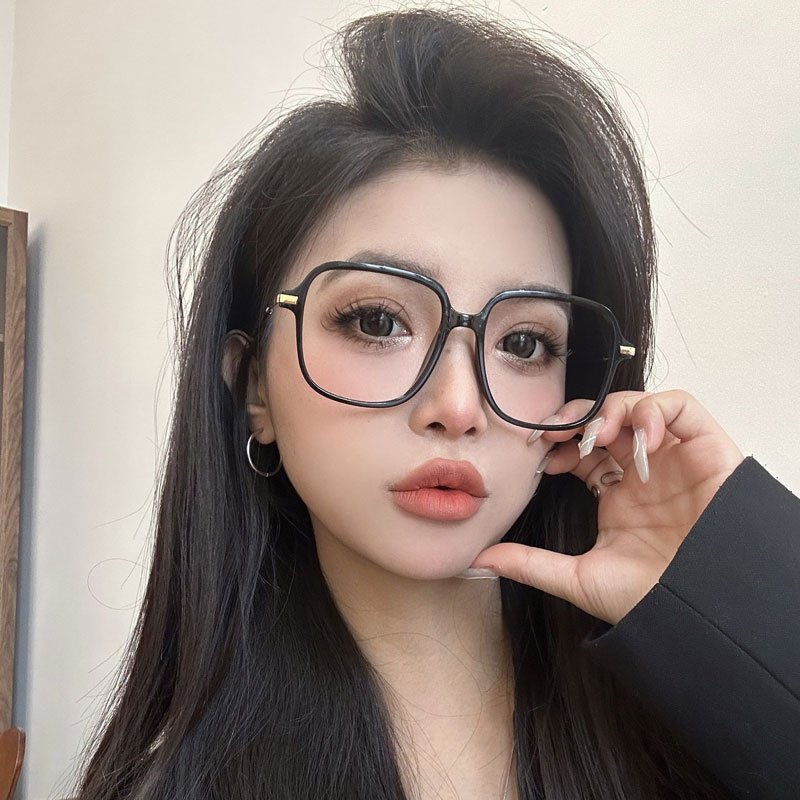 黑框眼镜女款早八素颜神器方框高级感显脸小网红大脸显瘦方形眼镜
