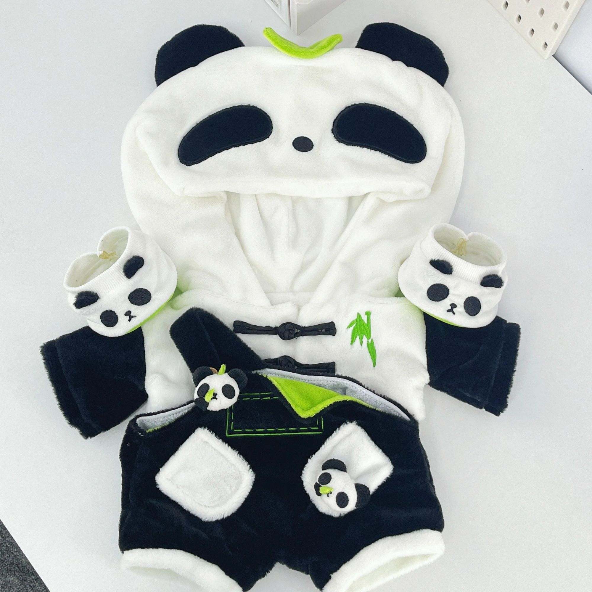 熊猫三点毛绒40cm坐姿娃衣套装