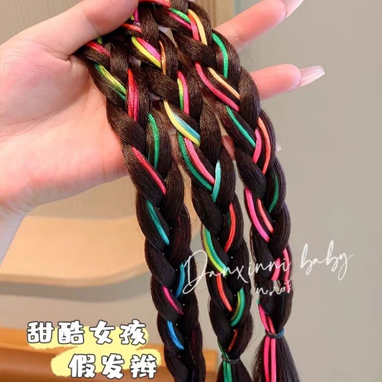儿童拳击辫假发马尾彩色拳击长辫子甜酷女孩麻花假发辫高级感彩绳