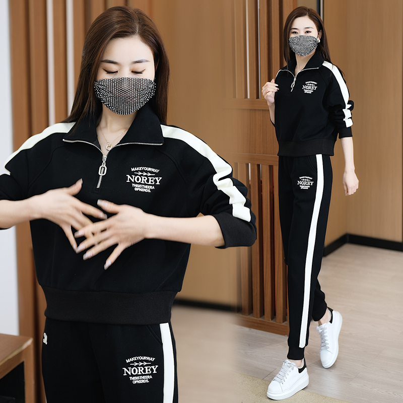 休闲运动套装女2024春秋新款洋气减龄小个子卫衣卫裤跑步服两件套