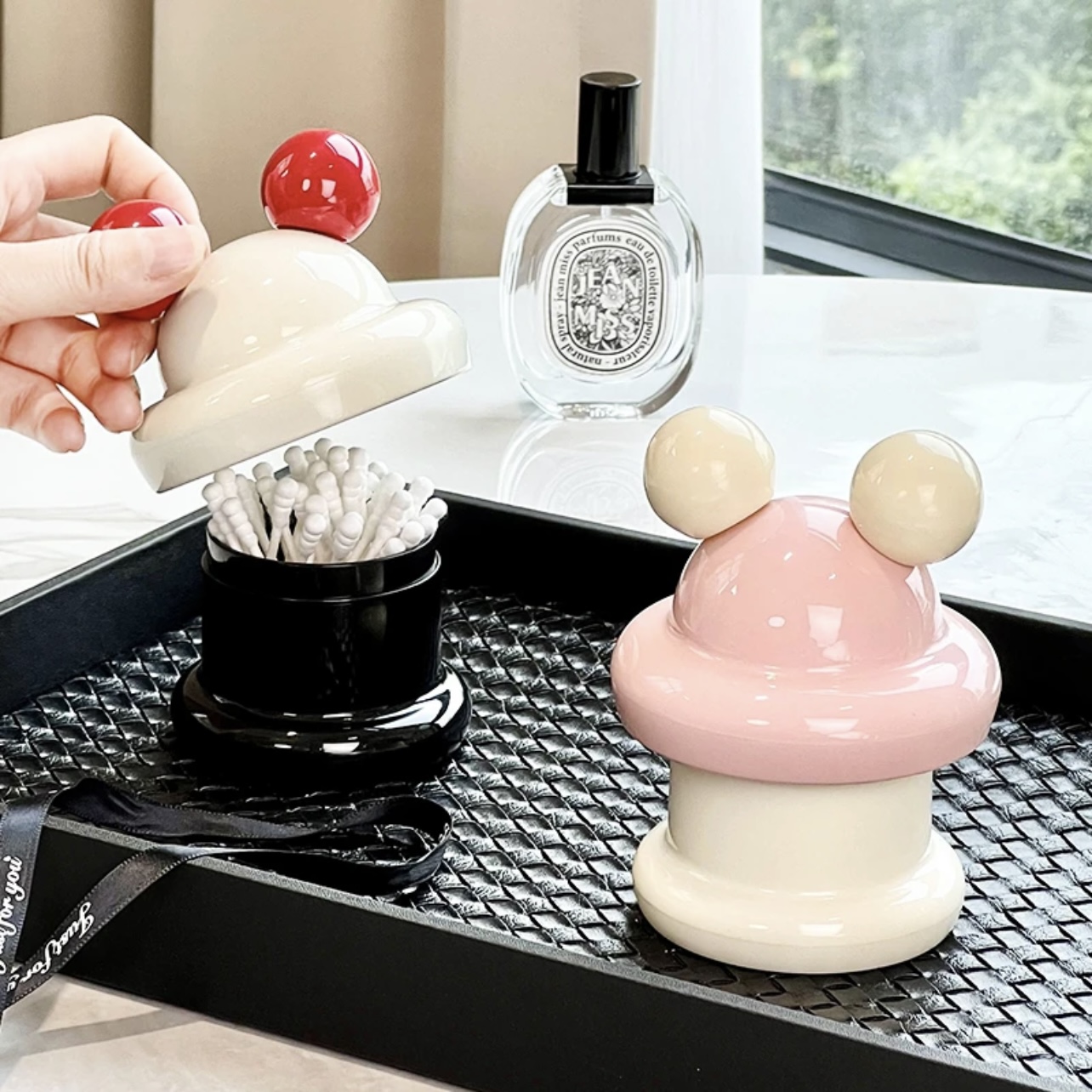 奶油甜甜圈牙签盒高颜值棉签筒可爱牙签筒桌面牙线收纳餐厅摆件