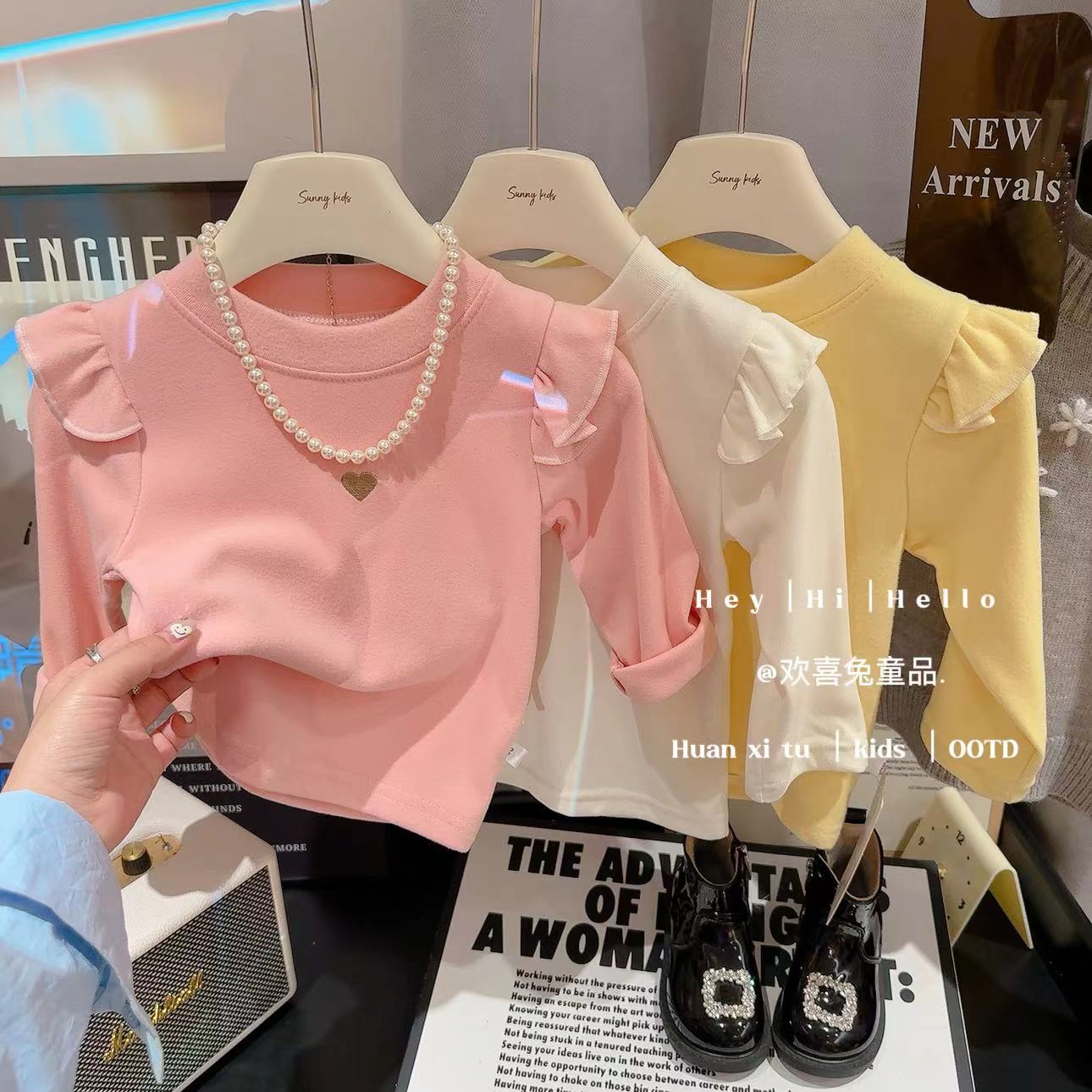 【A类抗寒打底福利】儿童打底衫宝宝保暖长袖T恤女童上衣打底花边