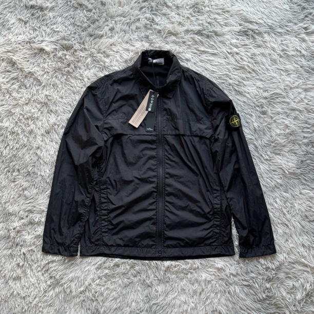 全新Stone Island石头岛褶皱尼龙薄款夹克 黑色 专柜5K+ 24新款