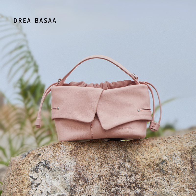 DREA BASAA半山翻领包小号女包时尚小众手提单肩包头层牛皮斜挎包