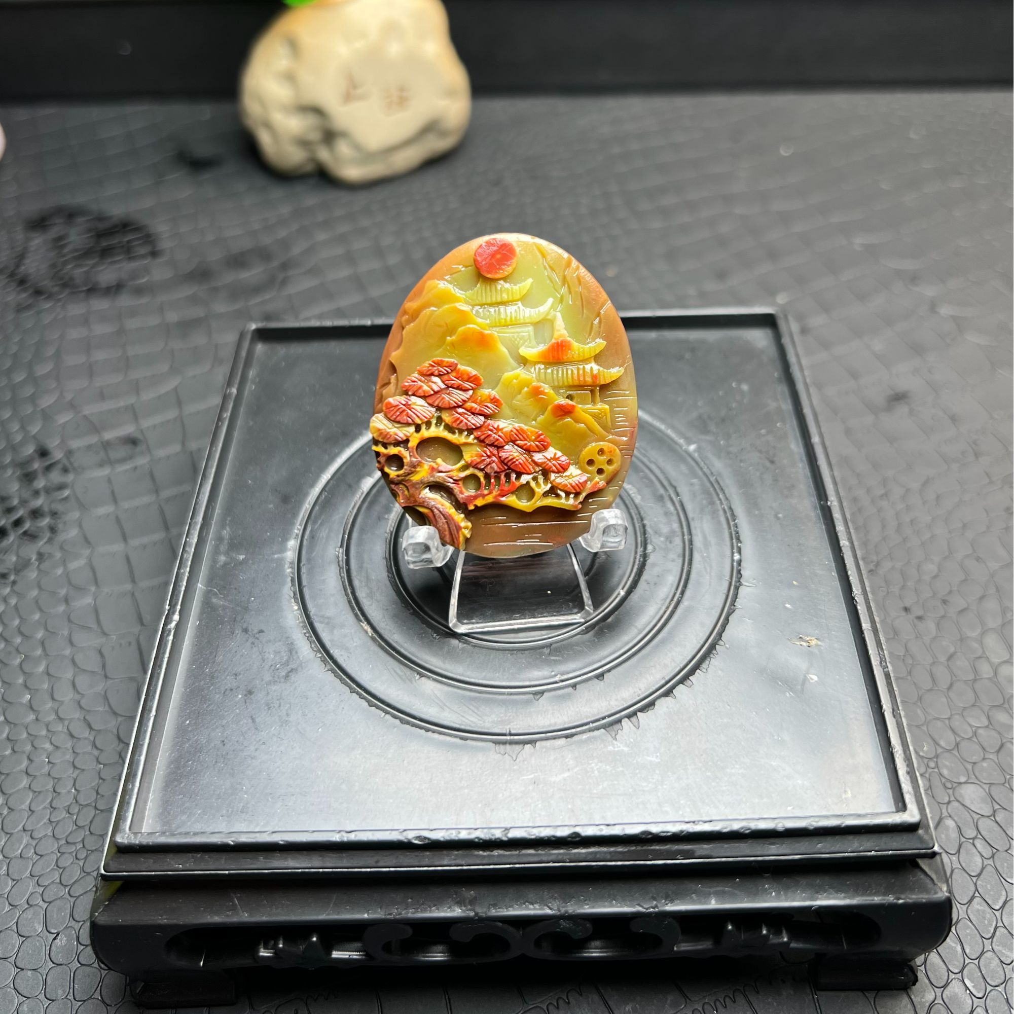 盐源玛瑙苏工山水吊牌