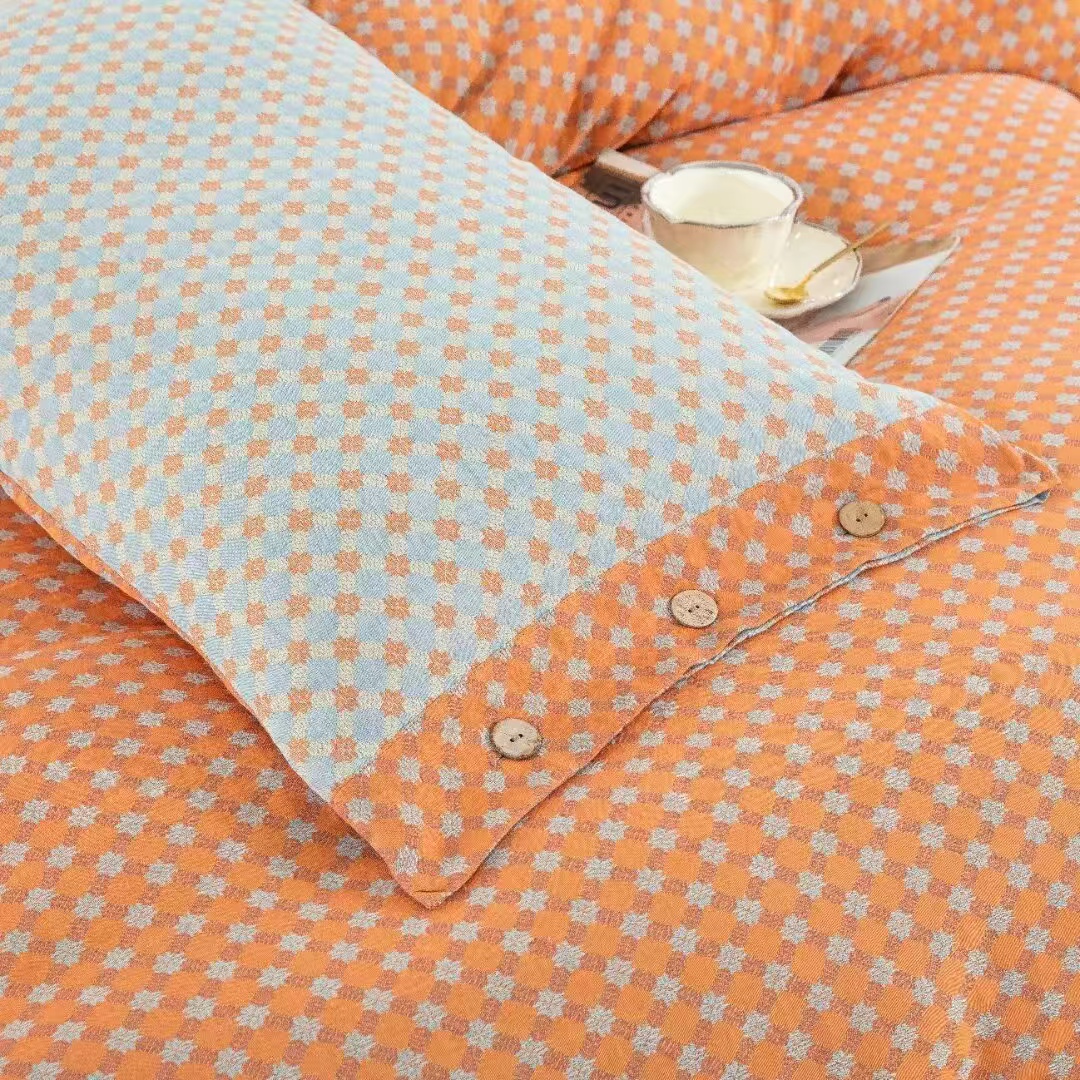 【安娜-枕套48*74】-A类全棉双层纱色织提花柔软可机洗