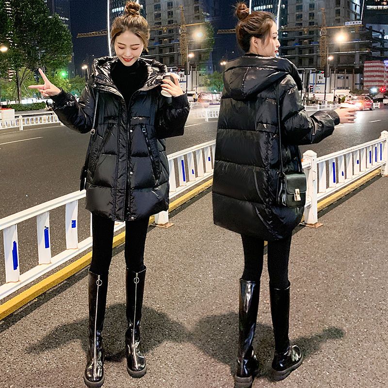 2023新款羽绒服年冬新款大码衣女中长款亮面免洗羽绒服韩版袄宽松