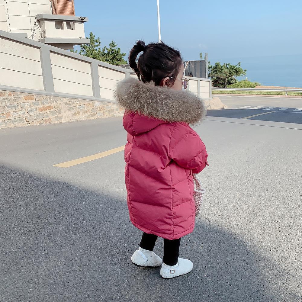 儿童羽绒棉服2023新款冬装女童洋气中长款加厚连帽宝宝棉衣外套潮