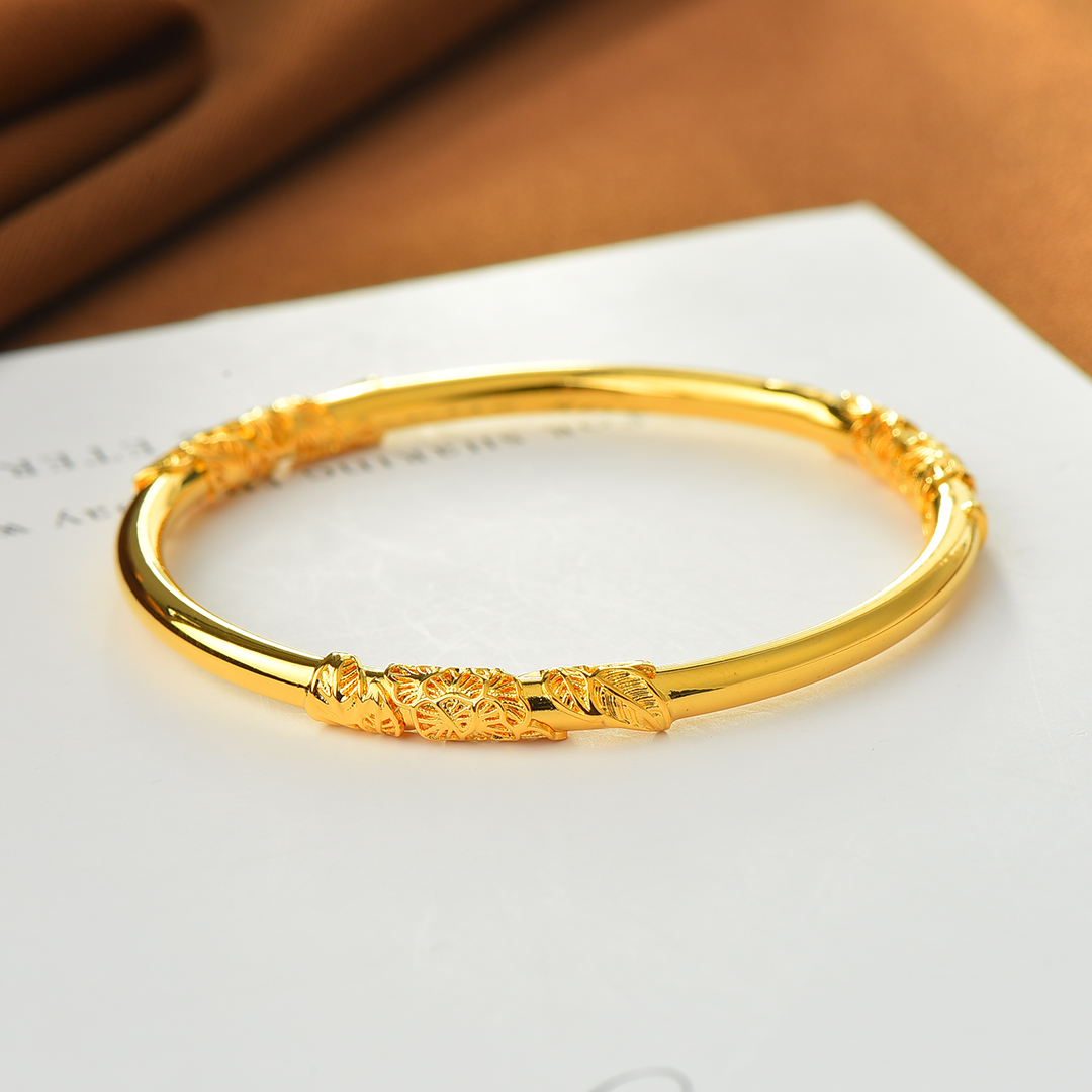 足银手镯 【蜜夫人】足银手镯繁花似锦实心光面精美金枝玉叶