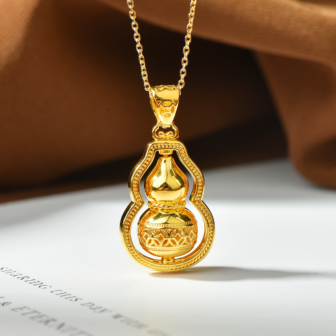 坠链均足银 【蜜夫人】足银吊坠 镂空旋转花丝葫芦吊坠 (不含链子)