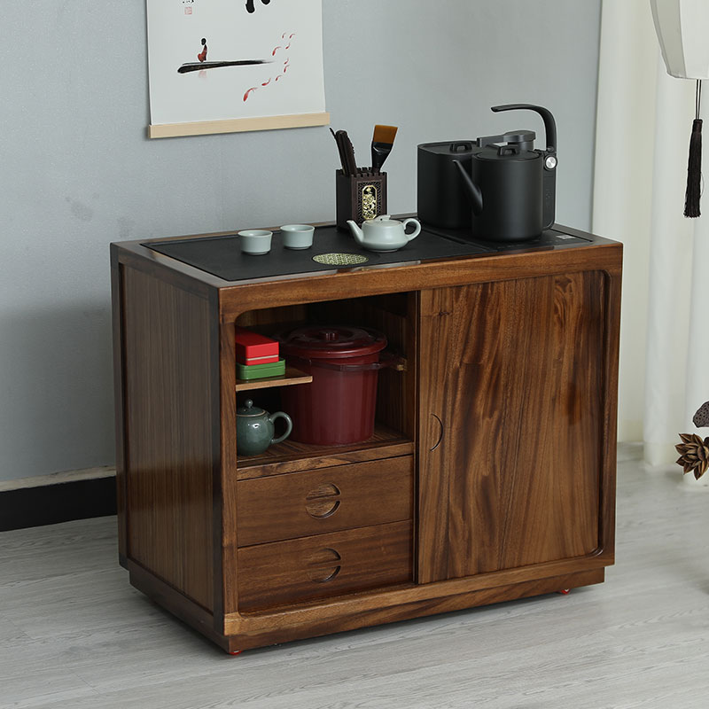 南美胡桃木茶水柜新中式家用茶几可移动烧水一体茶桌客厅阳台茶柜