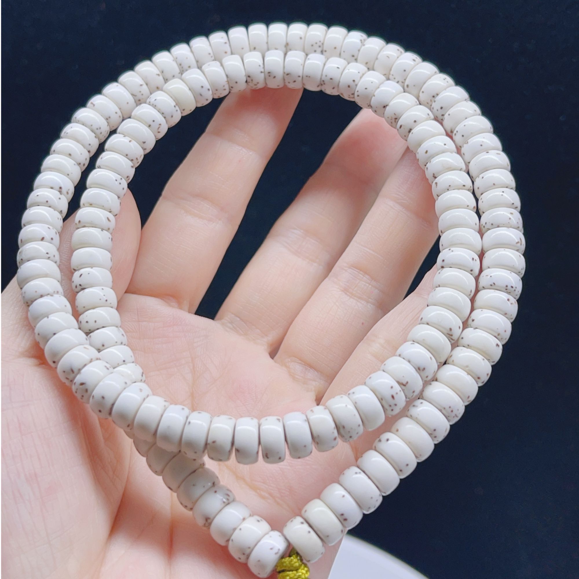 海南星月菩提手串108颗高密顺白毕业级无月药片河豚