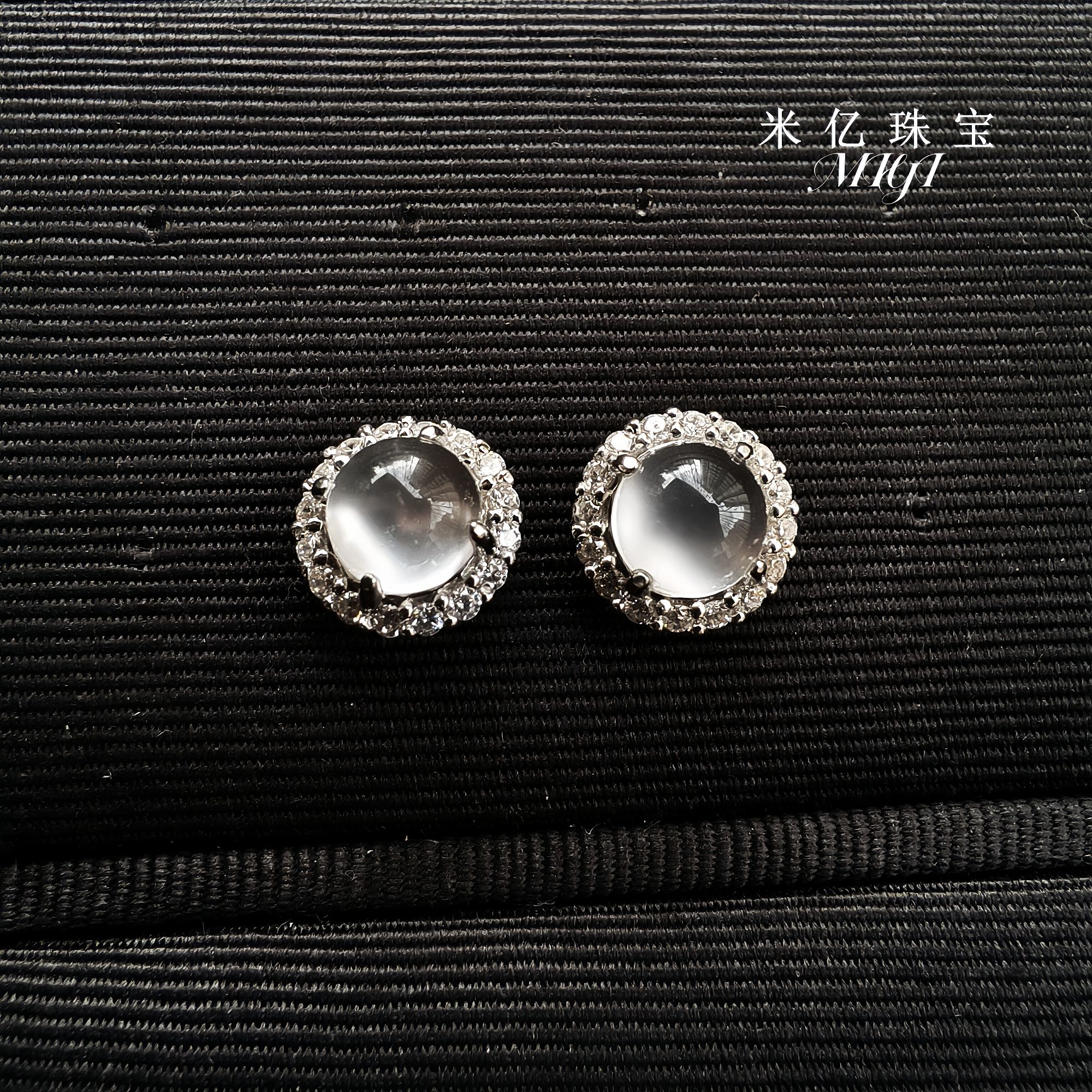 【MIYI】天然玉石蛋面耳钉时尚镶嵌
