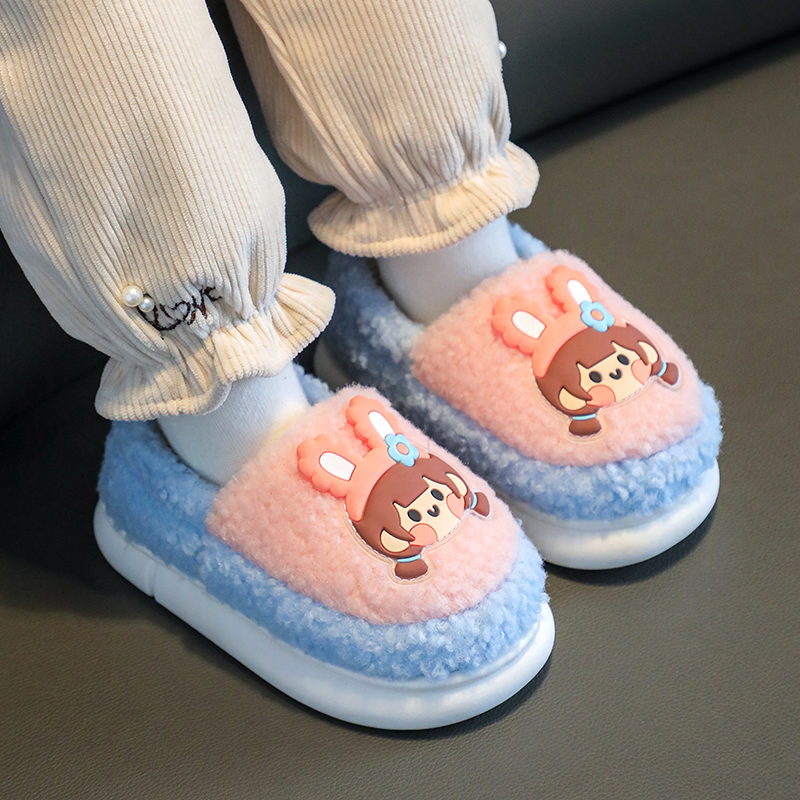 儿童棉鞋冬季女童包跟防滑厚底毛毛保暖居家可爱公主小童宝宝棉拖