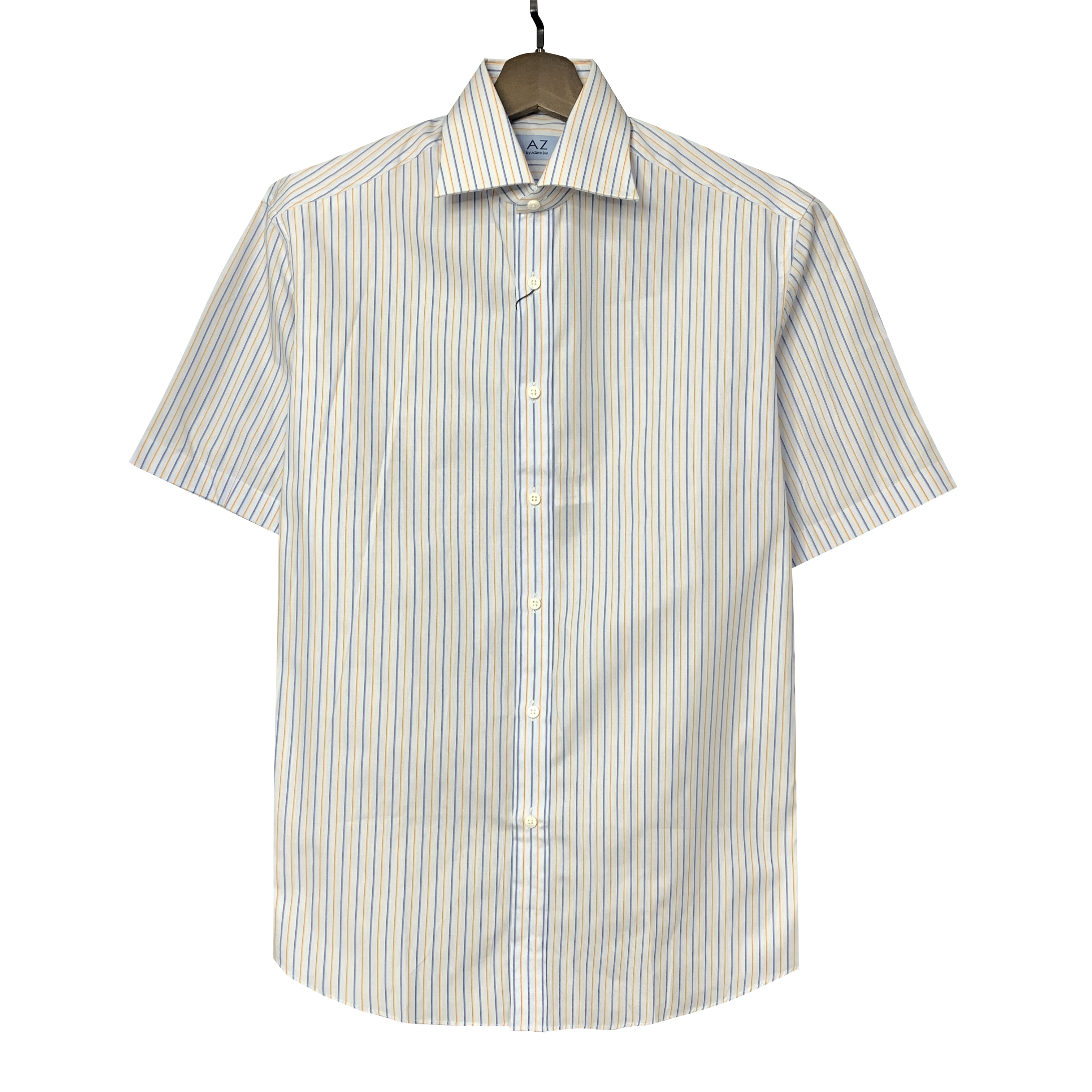 A爱其【彩色条纹】温莎领贝壳扣高支100长绒棉经典绅士四季衬衫1908