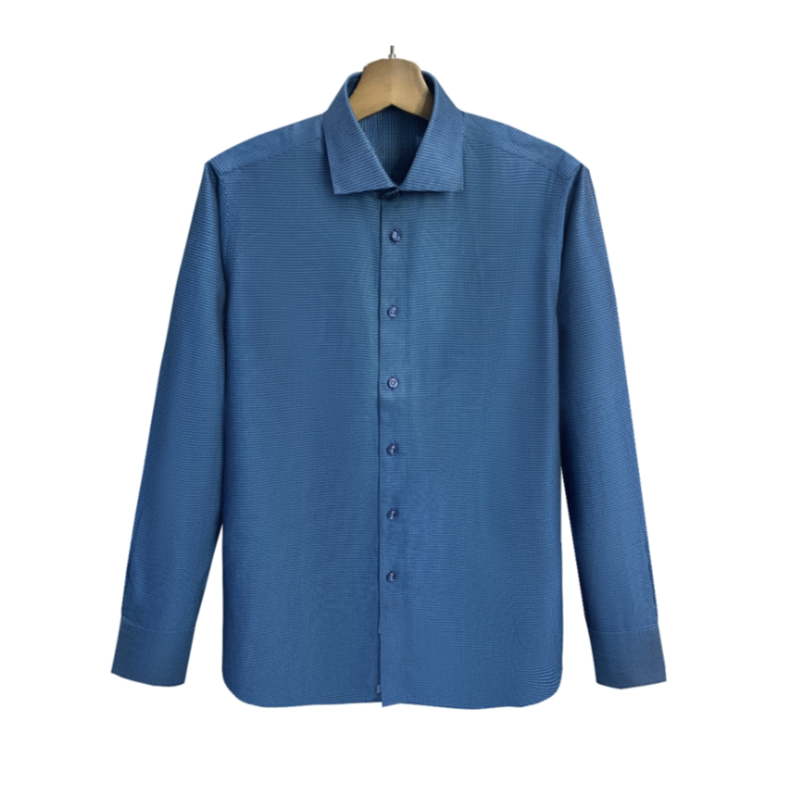 恺【100长绒棉】宝蓝色高支免烫长袖衬衫商务休闲男款CS190