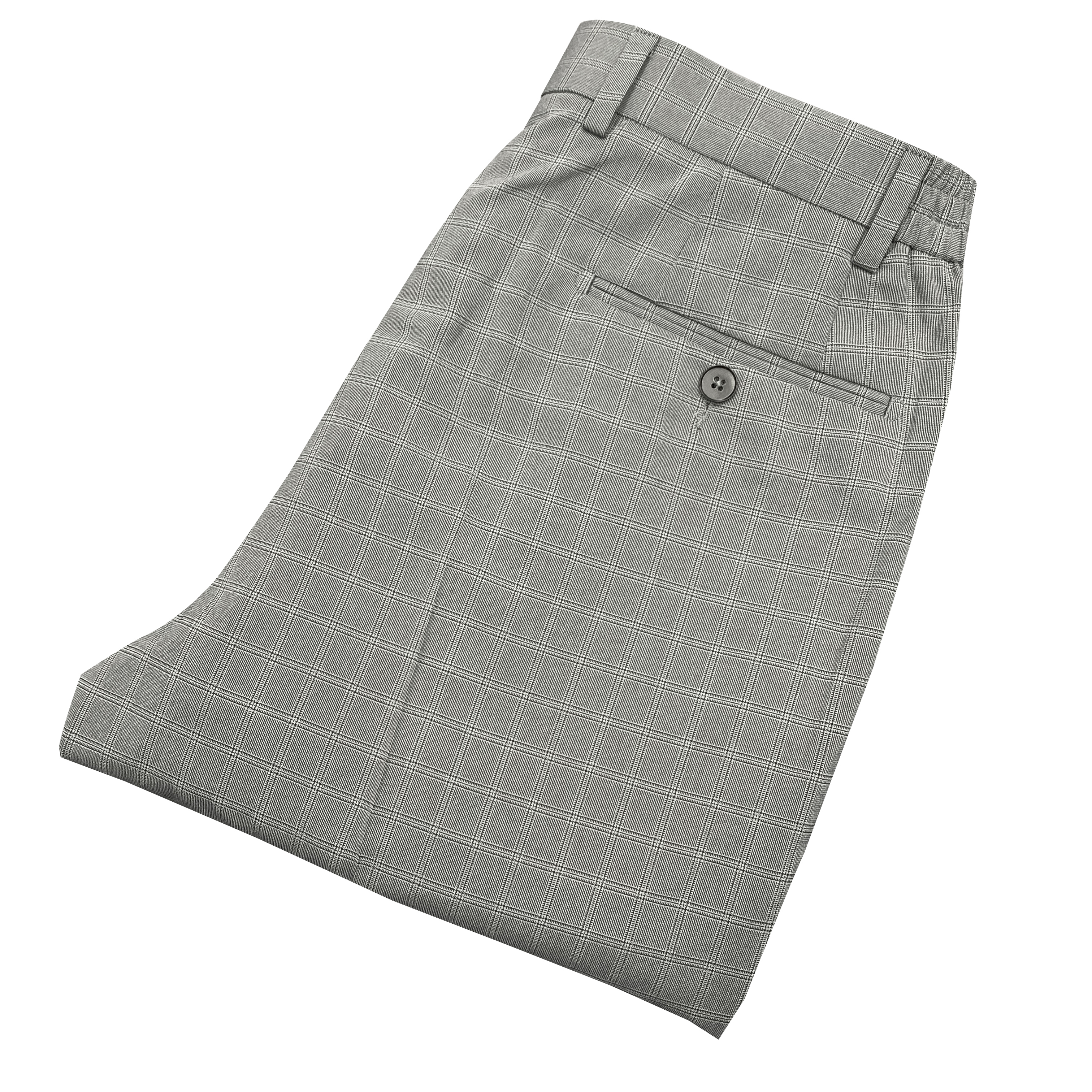 鸟【抗皱轻防水】灰色格子四季款男士百搭直筒轻奢休闲裤XK050