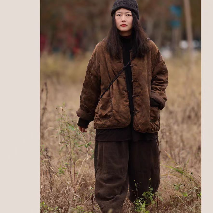 衣路走来-冬季新款盘扣开衫宽松棉服38287