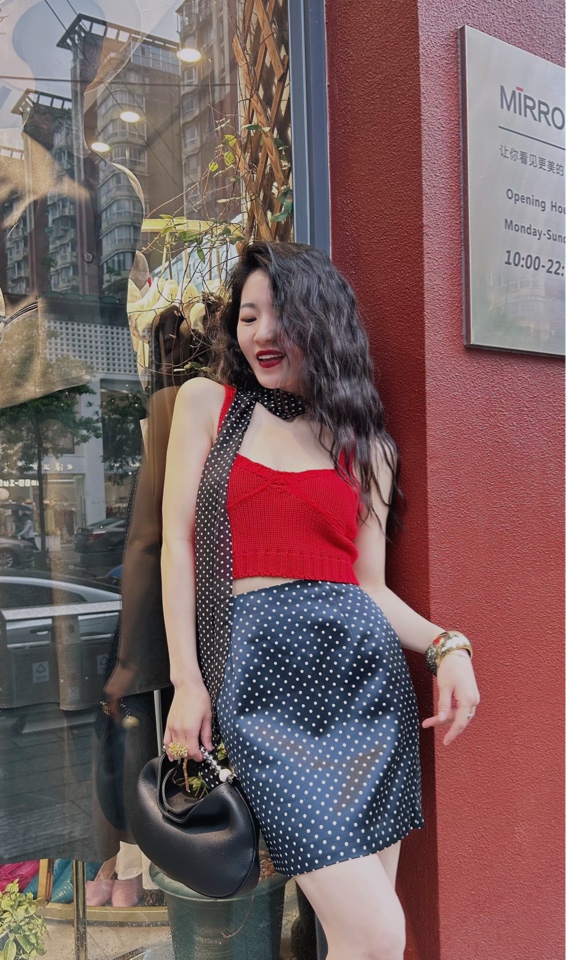 MIRROR （涛姐专属）定制复古波点桑蚕丝丝巾