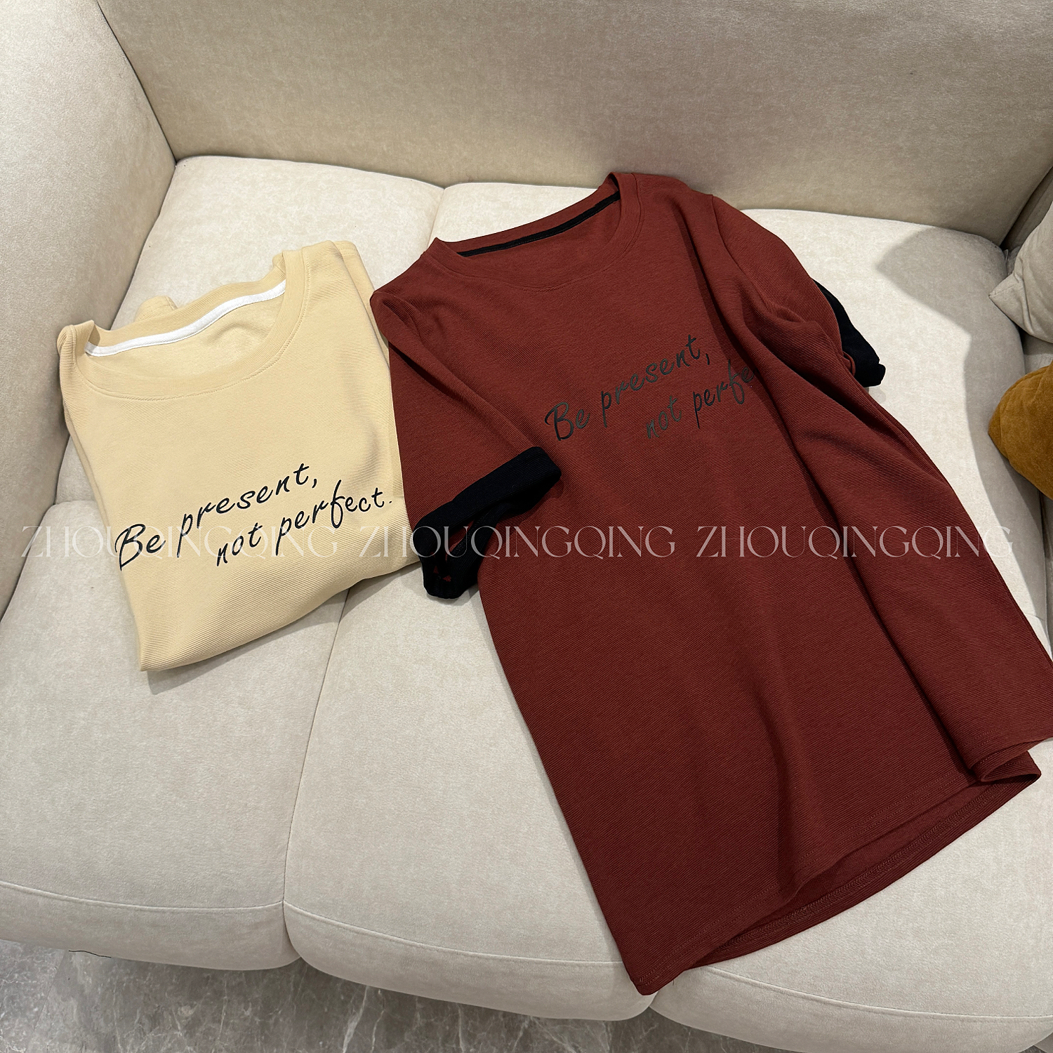 【清仓抢购】安可拉团宠T 肌理感挽边撞色圆领T恤大码夏季新200斤女