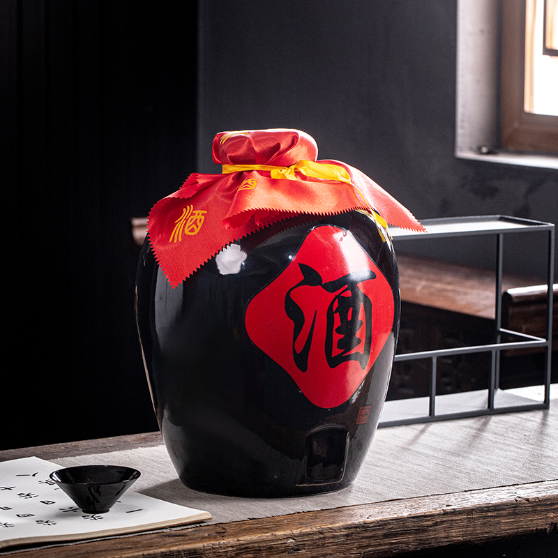 景德镇陶瓷窖藏酒缸10203050斤装黑釉酒坛酒瓶密封大酒缸