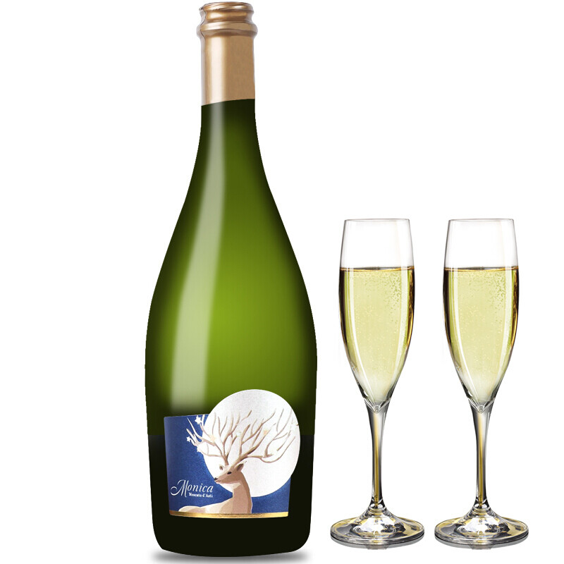 意大利进口DOCG莫斯卡托起泡酒经典风味低醇甜白葡萄酒配香槟杯