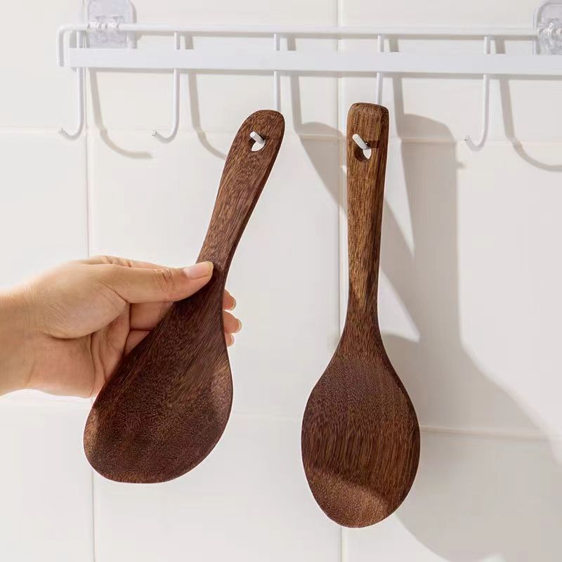 【品木轩】实木饭勺22*7.8一体设计耐高温圆形细腻光滑原木木饭勺子