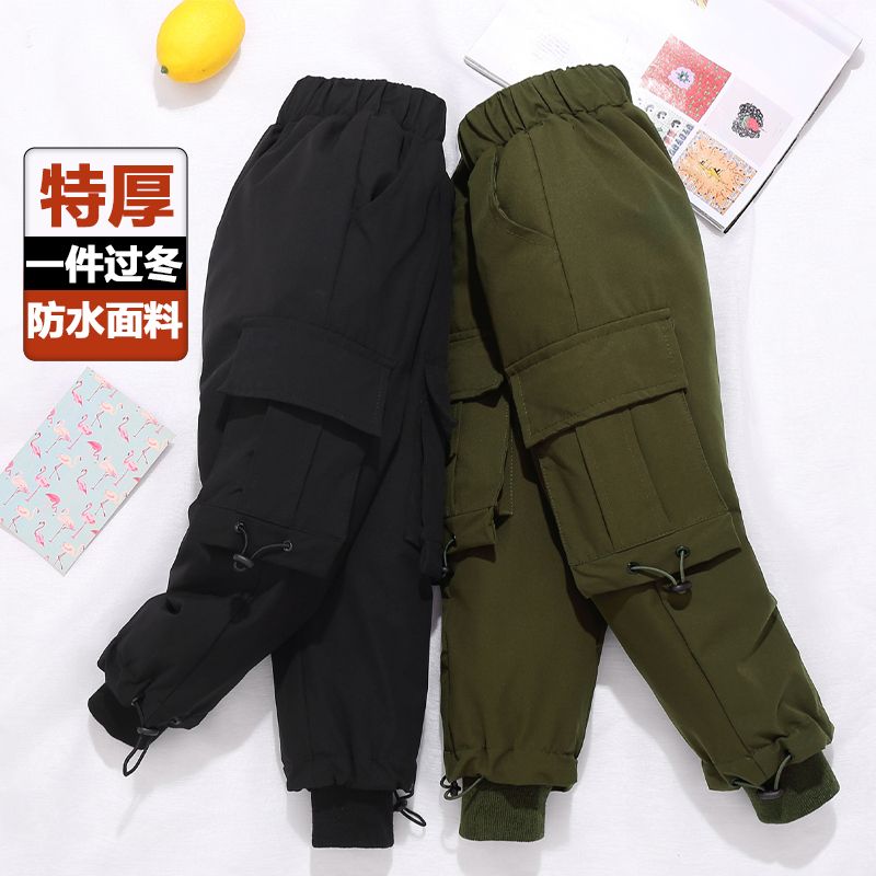 新品巴拉巴拉儿童防水工装裤羽绒服裤男童女童白鸭绒加厚外穿中大